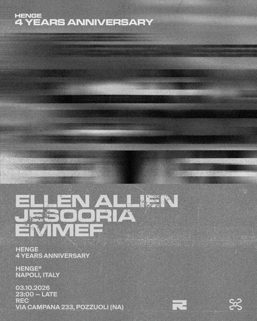 HENGE at REC Napoli — Ellen Allien, Jesooria and Emmef — 3 October 2026